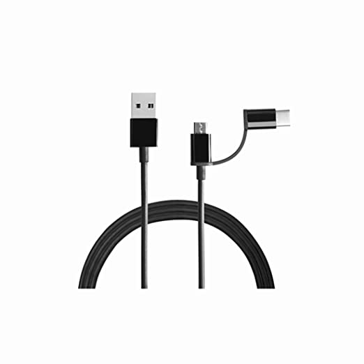 Mi 2-in-1 USB Cable 100cm Black|Multipurpose Cable which Supports Both Type C & Type B/Micro USB Devices|480Mbps Speed|Compatible with All mobiles & Accessories Mi 2-in-1 USB Cable 100cm Black|Multipurpose Cable which Supports Both Type C & Type B/Micro USB Devices|480Mbps Speed|Compatible with All mobiles & Accessories